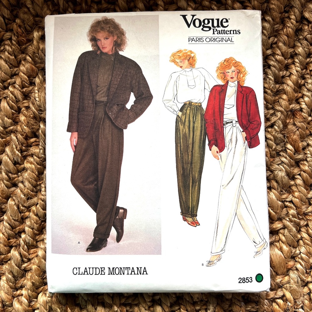 VOGUE PARIS ORIGINAL pattern 2853 CLAUDE MONTANA PANTS,SHIRT,JACKET